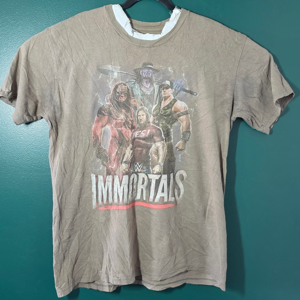 WWE Immortals Graphic T-Shirt Mens XL Brown Undertaker John Cena Triple H Kane